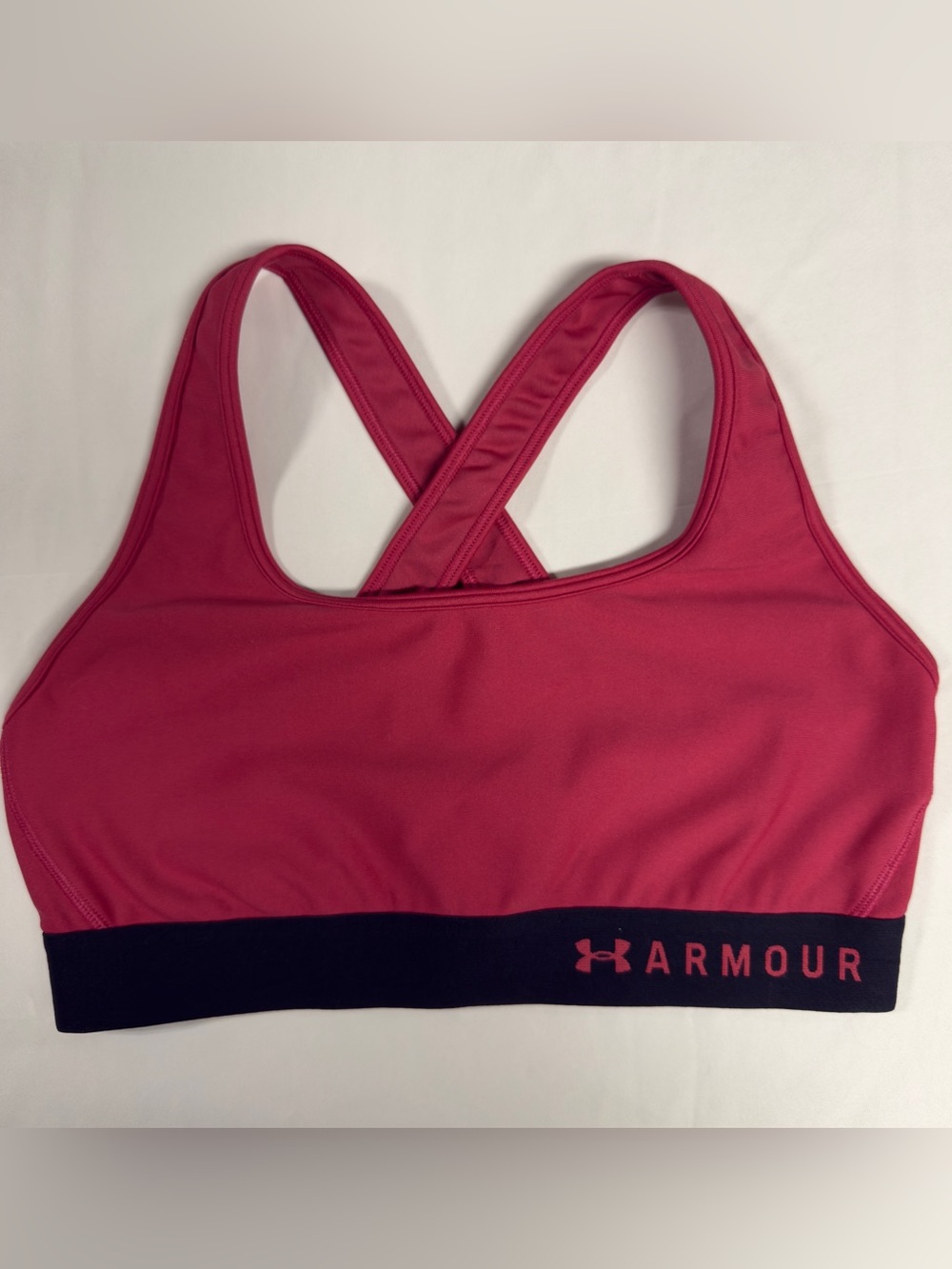 Under Armour Women’s Large Compression Sports Bra Pink Black Criss Cross